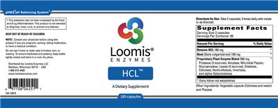 Photo of the Loomis Enzymes HCl label