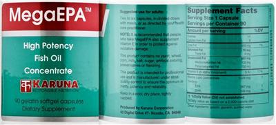 Photo of the Karuna MegaEPA label