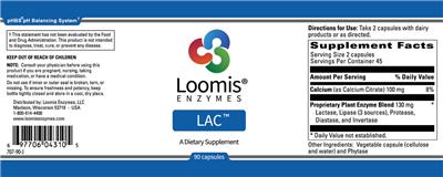 Photo of the Loomis Enzymes LAC label