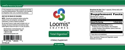 Photo of the Loomis Enzymes Total Digestion label