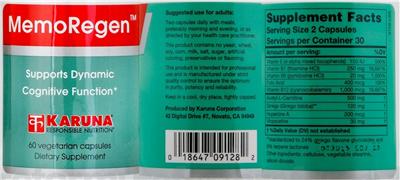 Photo of the Karuna MemoRegen label