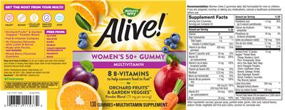 Photo of the Nature's Way Alive! Women's 50+ Gummy Multivitamin label