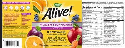 Photo of the Nature's Way Alive! Women's 50+ Gummy Multivitamin label