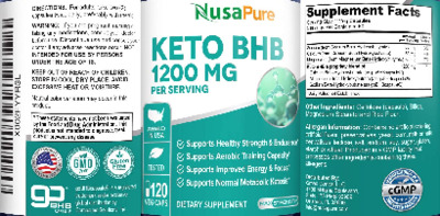 Photo of the NusaPure Keto BHB 1200 mg label