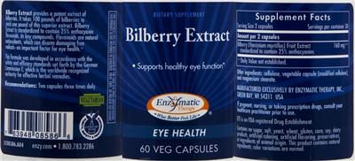 Photo of the Enzymatic Therapy Bilberry Extract label