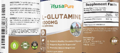 Photo of the NusaPure L-Glutamine 1000 mg label