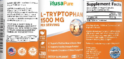 Photo of the NusaPure L-Tryptophan 1500 mg label