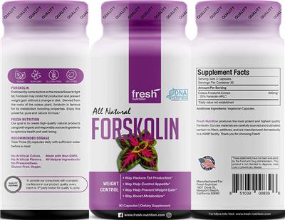 Photo of the Fresh Nutrition Forskolin label