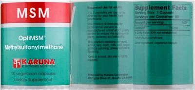 Photo of the Karuna MSM label