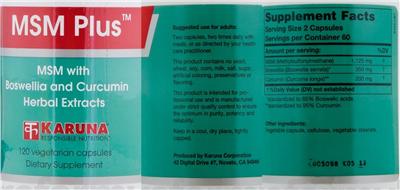 Photo of the Karuna MSM Plus label