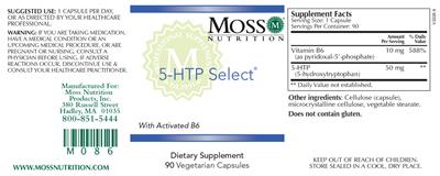 Photo of the Moss Nutrition 5-HTP Select label