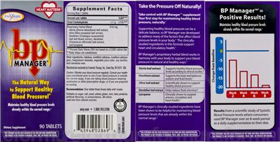 Photo of the Enzymatic Therapy BP Manager label