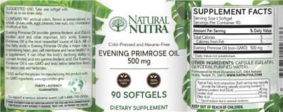Photo of the Natural Nutra Evening Primrose Oil 500 mg label