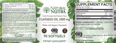 Photo of the Natural Nutra Flaxseed Oil 1,000 mg label