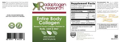 Photo of the Adaptogen Research Entire Body Collagen label