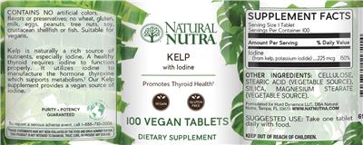 Photo of the Natural Nutra Kelp with Iodine label