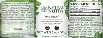 Photo of the Natural Nutra Mag Relax label