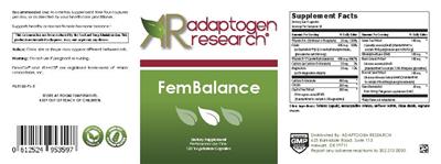 Photo of the Adaptogen Research FemBalance label