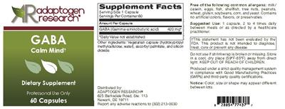 Photo of the Adaptogen Research GABA 60 Capsules label