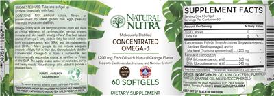 Photo of the Natural Nutra Concentrated Omega-3 Natural Orange Flavor label