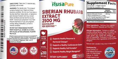 Photo of the NusaPure Siberian Rhubarb Extract 2500 mg label