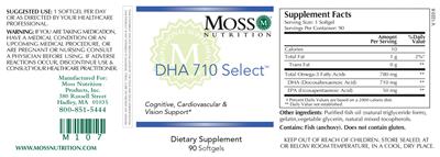 Photo of the Moss Nutrition DHA 710 Select label