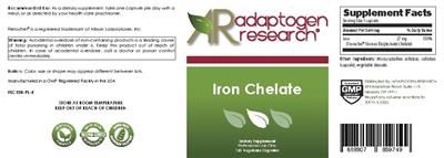 Photo of the Adaptogen Research Iron Chelate label