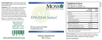 Photo of the Moss Nutrition EPA/DHA Select label