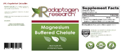 Photo of the Adaptogen Research Magnesium Buffered Chelate label