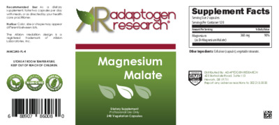 Photo of the Adaptogen Research Magnesium Malate label