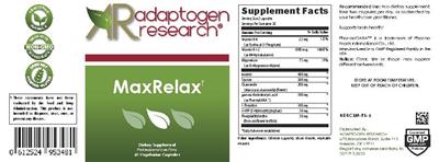 Photo of the Adaptogen Research Max Relax label