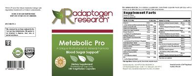 Photo of the Adaptogen Research Metabolic Pro label