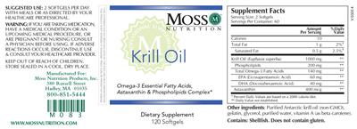 Photo of the Moss Nutrition Krill Oil label