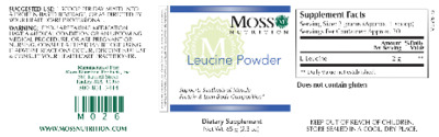 Photo of the Moss Nutrition Leucine Powder label