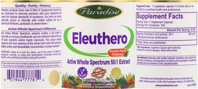 Photo of the Paradise Eleuthero label