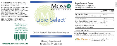 Photo of the Moss Nutrition Lipid Select label