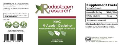 Photo of the Adaptogen Research NAC label