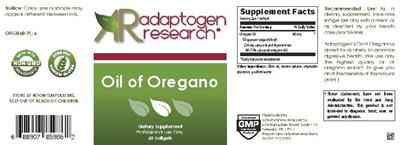 Photo of the Adaptogen Research Oil of Oregano label