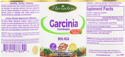 Photo of the Paradise Garcinia label
