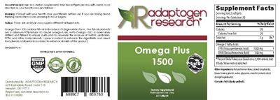 Photo of the Adaptogen Research Omega Plus 1500 label