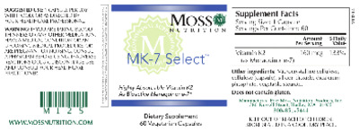Photo of the Moss Nutrition MK-7 Select label