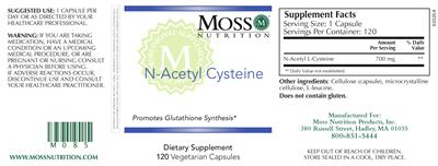Photo of the Moss Nutrition N-Acetyl Cysteine label