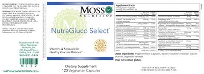 Photo of the Moss Nutrition NutraGluco Select label