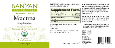 Photo of the Banyan Botanicals Mucuna label