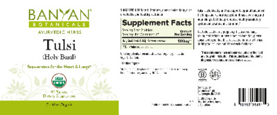 Photo of the Banyan Botanicals Tulsi label