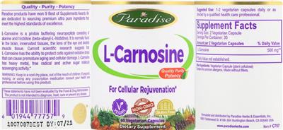 Photo of the Paradise L-Carnosine label