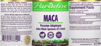 Photo of the Paradise Maca label
