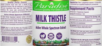 Photo of the Paradise Milk Thistle label