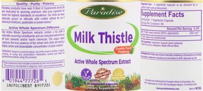 Photo of the Paradise Milk Thistle label