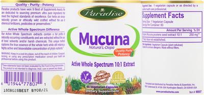 Photo of the Paradise Mucuna label